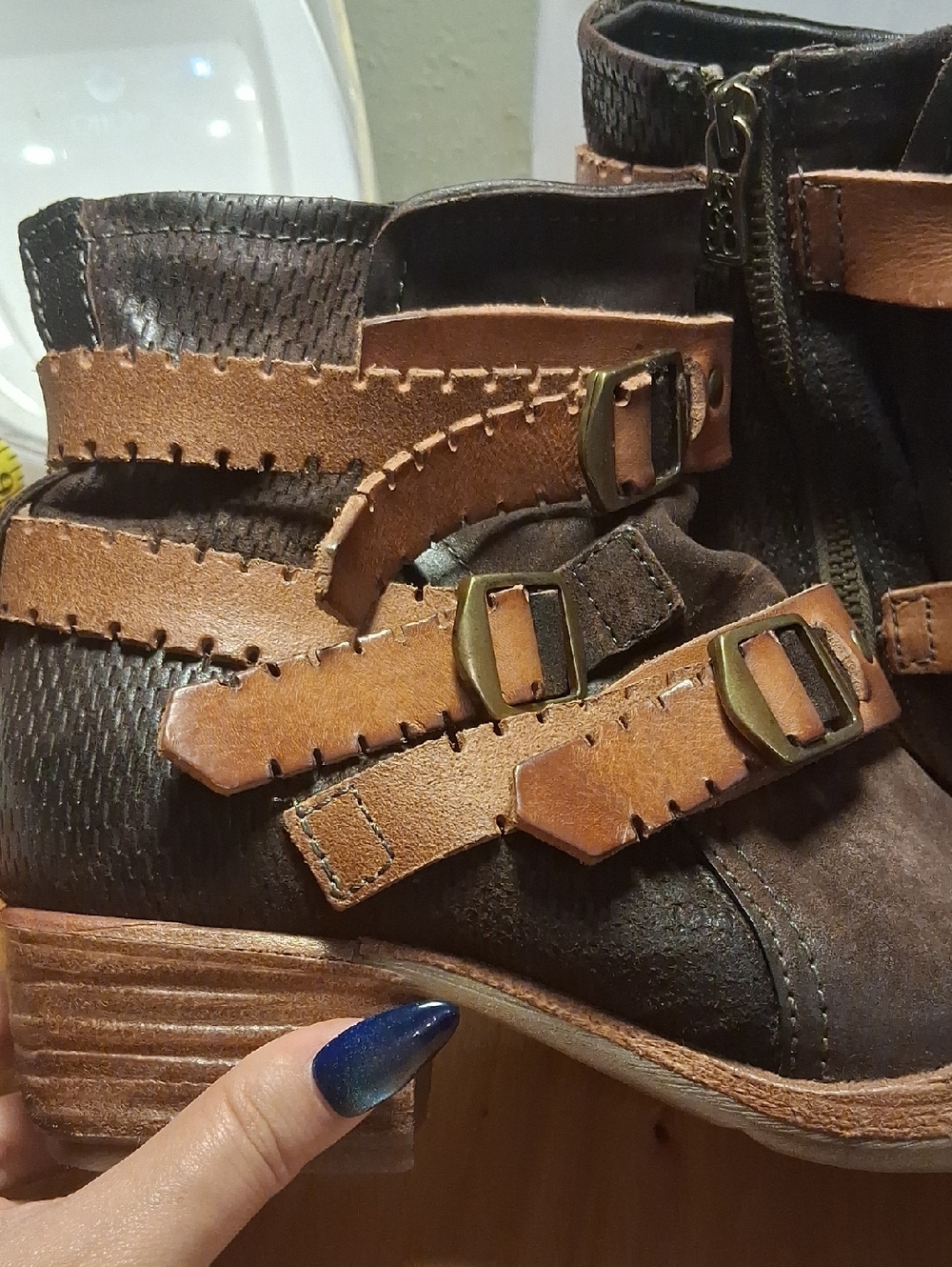A.S 98 Women's Brown Leather Buckle Ankle Boots Size 39 - Picture 3 of 13